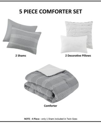 Drew Clipped Jacquard 5-Pc. Comforter Set, King/California King
