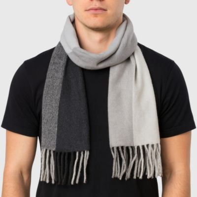 Men's Scarf Soft Knit Winter Scarves Plaid Striped or Solid Neck Covering Long Warm Stylish