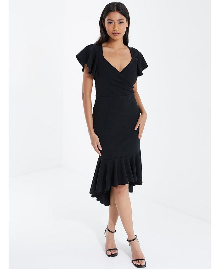 Flutter sleeve best sale high low dress