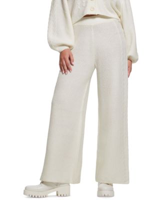 GUESS - Women's Rylie Cable-Knit Wide-Leg Pants