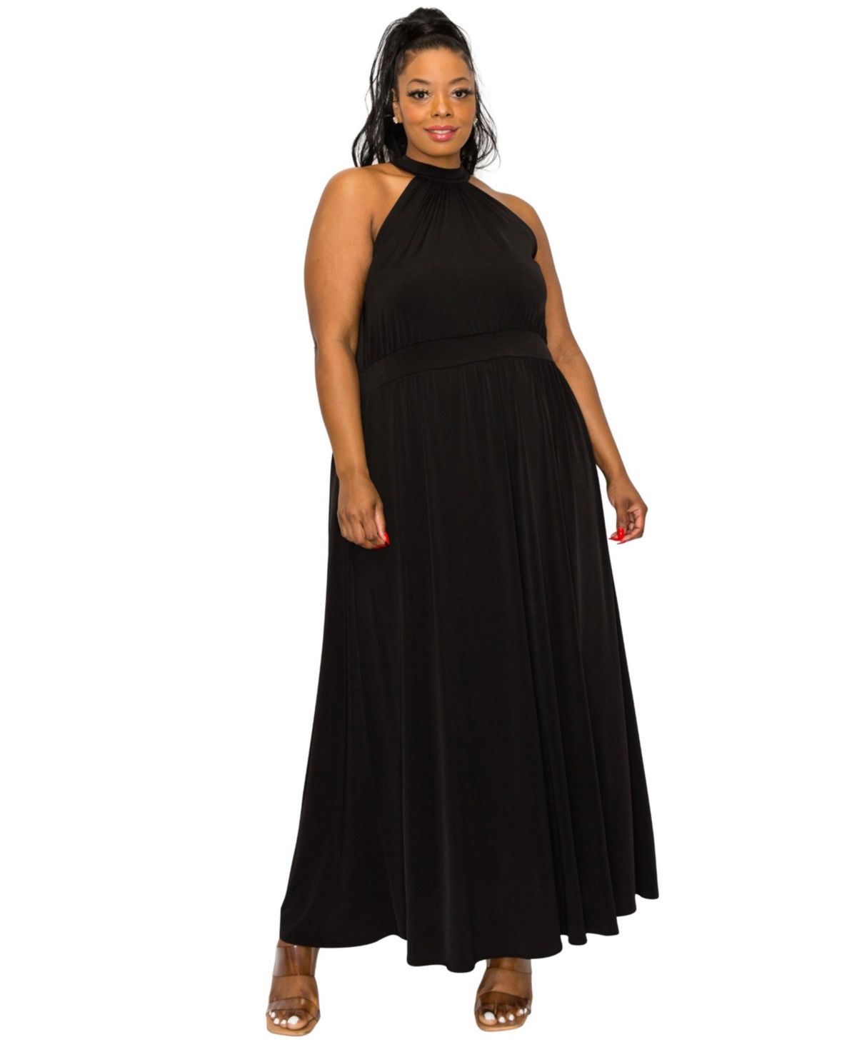 Plus Size Cassia Halter Neck Dress - Black