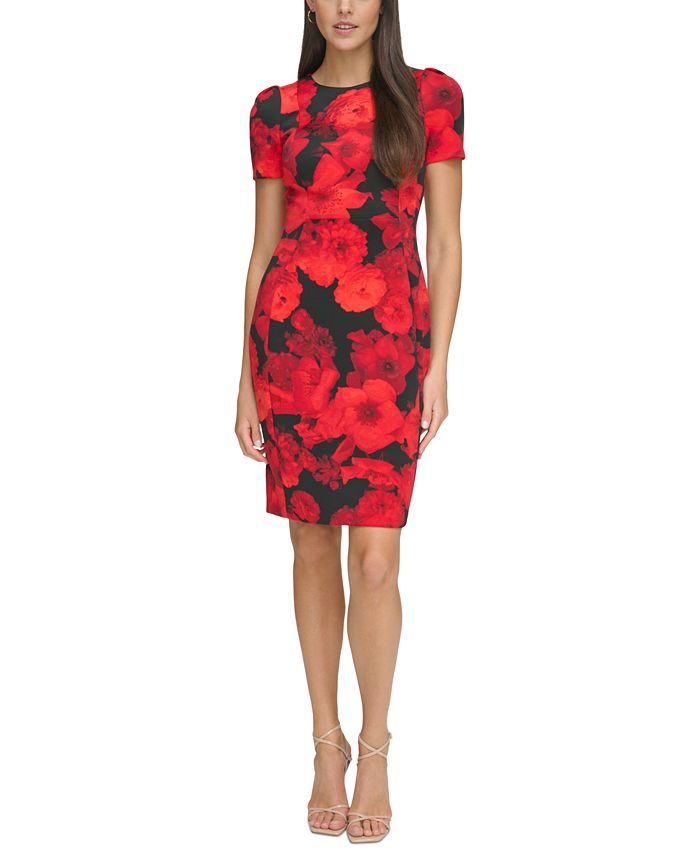 Calvin Klein Jeans CUT OUT RUCHED DETAILING DRESS - Day dress - candy/red 