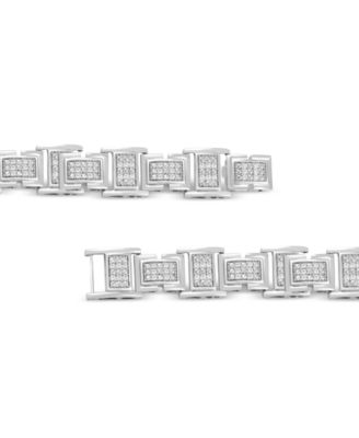 Men's Diamond Cluster Link Bracelet (1 ct. t.w.) in Sterling Silver