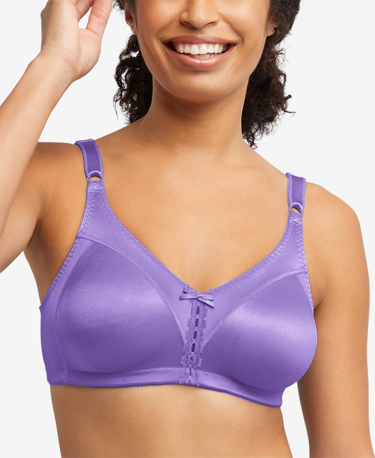 Bali Double Support Tailored Wireless Lace Up Front Bra 3820 In Lavish  Lavender | ModeSens