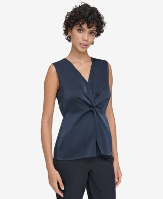 Calvin Klein - Women's Twist-Front Sleeveless Blouse