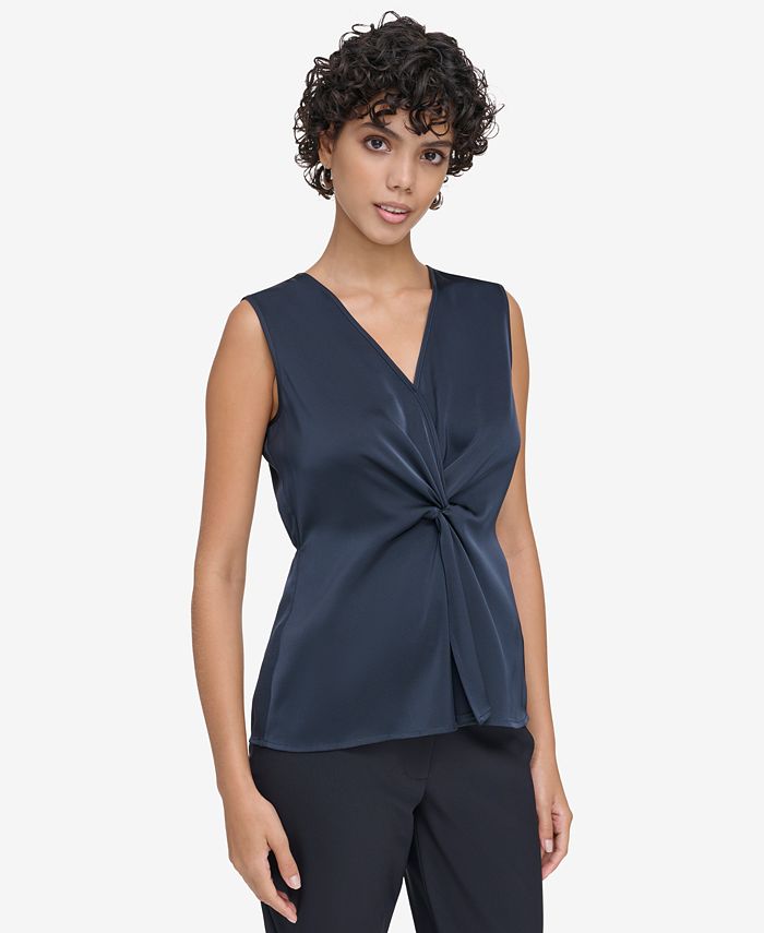Calvin klein v neck sleeveless blouse on sale