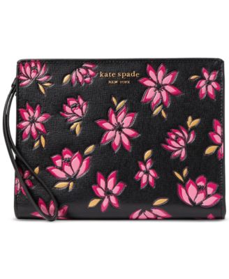 kate spade new york - Morgan Winter Blooms Embossed Saffiano Leather Wristlet