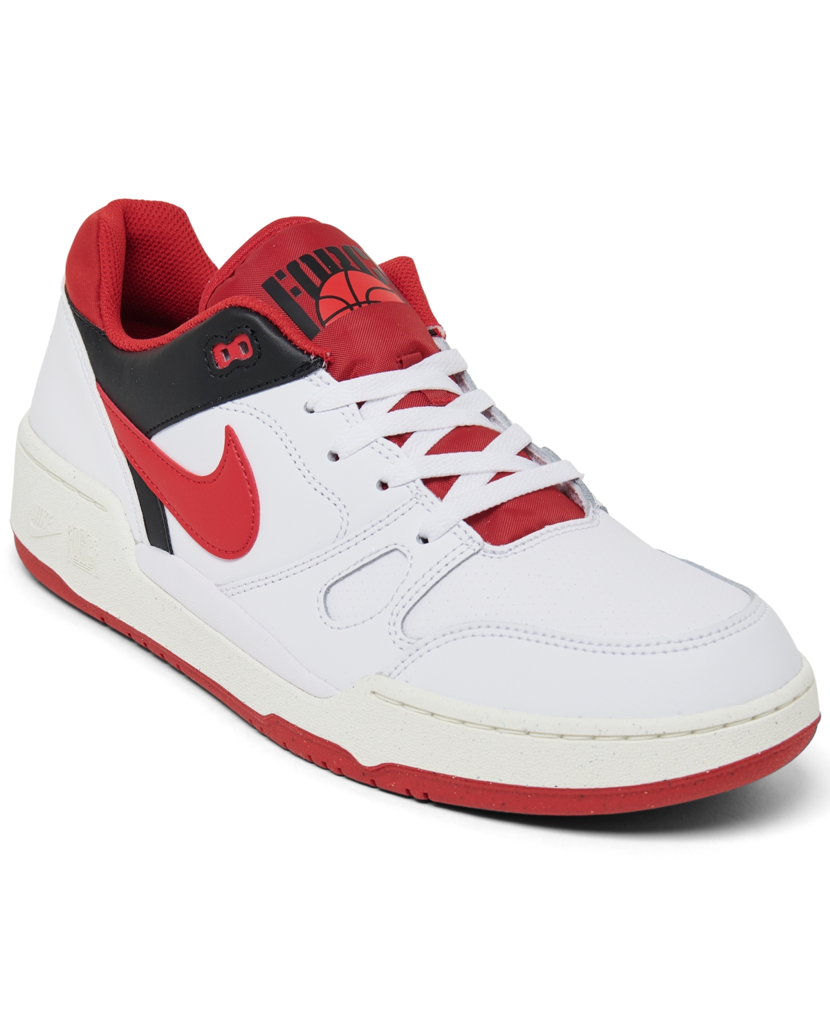 Men's Full Force Low Casual Sneakers from Finish Line - White, Mystic Red
