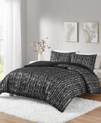 Naomi Metallic Print Faux Fur 2 Piece Duvet Cover Set, Twin/Twin XL