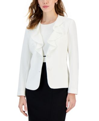 Kasper - Women's Ruffle-Front Two-Button Long-Sleeve Jacket
