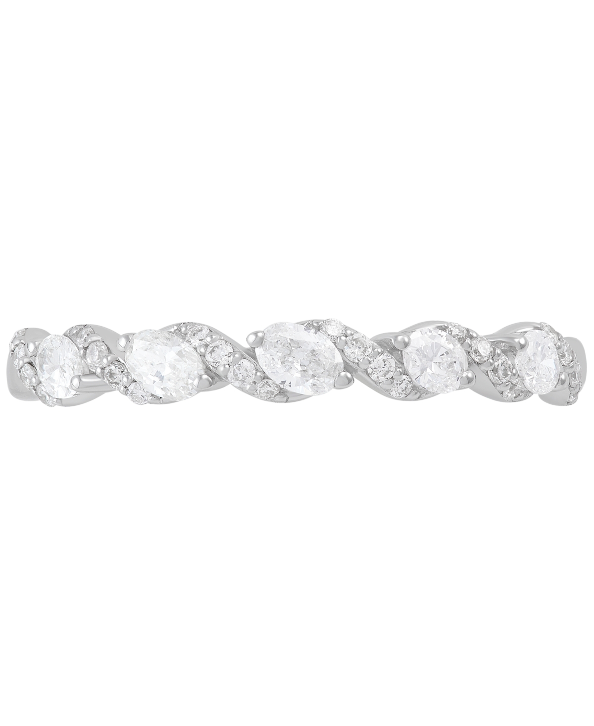 Macy's Diamond Oval & Round Twist Band (1/3 Ct. T.w.) In 14k White Gold In White Gold