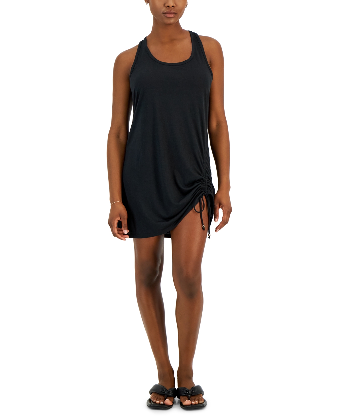 Miken Women's Ruched Racerback Cover-up, Created For Macy's In Black