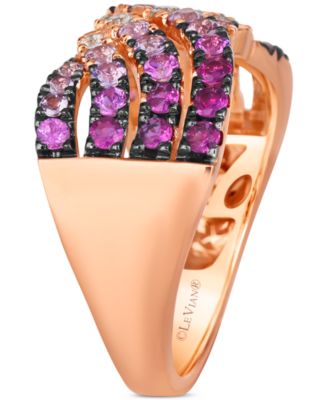 Ombr&eacute;&reg; Pink Sapphire Ombre (1-1/6 ct. t.w.) &  White Sapphire (1/8 ct. t.w.) Multirow Crossover Ring in 14k Rose Gold
