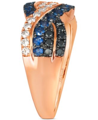 Blueberry Sapphire (1/2 ct. t.w.) & Diamond (5/8 ct. t.w.) Crossover Ring in 14k Rose Gold