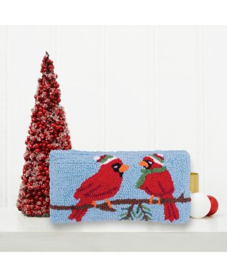 Winter Cardinal Hooked Small/Petite Christmas Holiday Accent Pillow, 6" x 12"