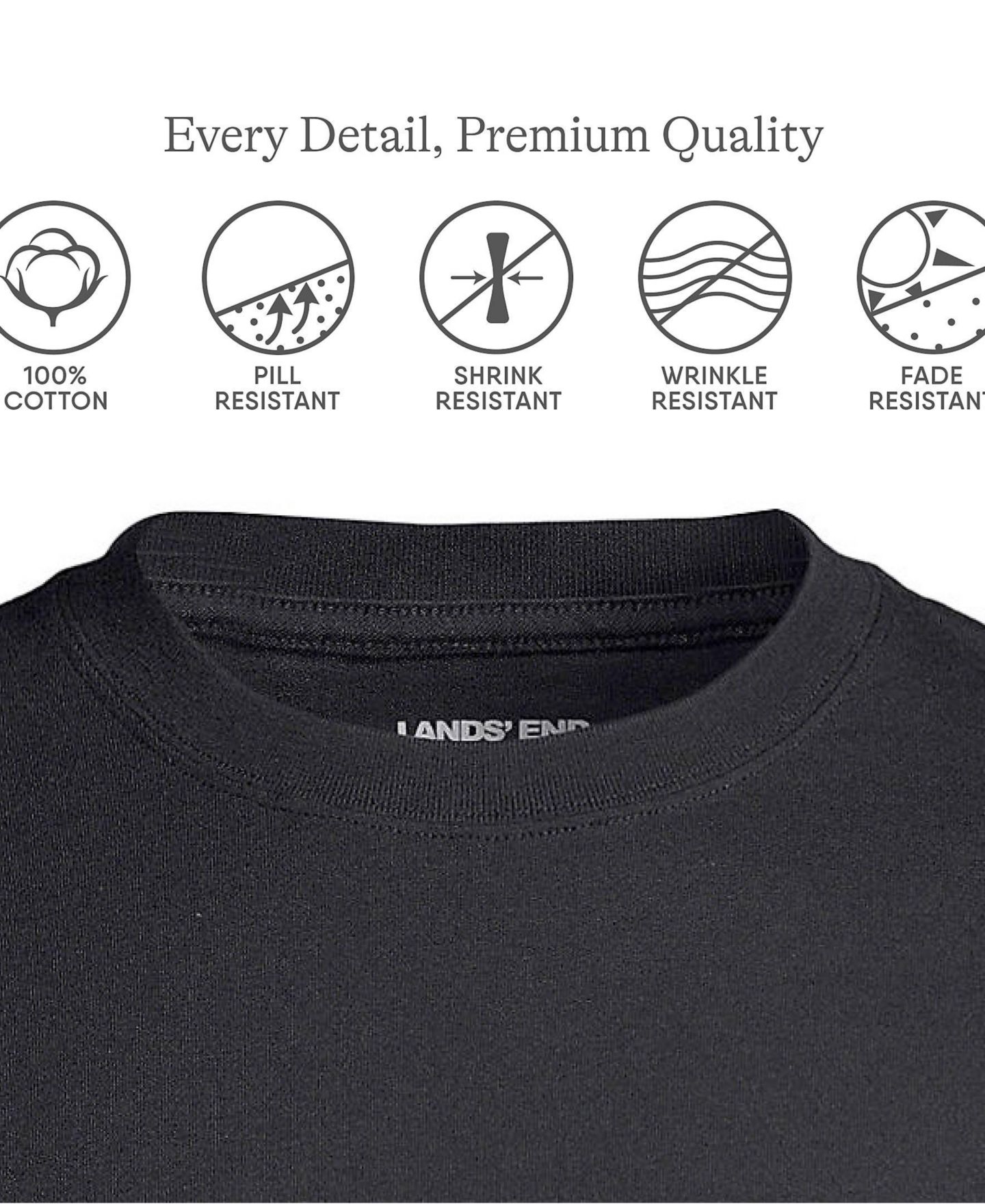 Мужская футболка Lands' End Super-T Long Sleeve, цвет: Чёрный — фото 5