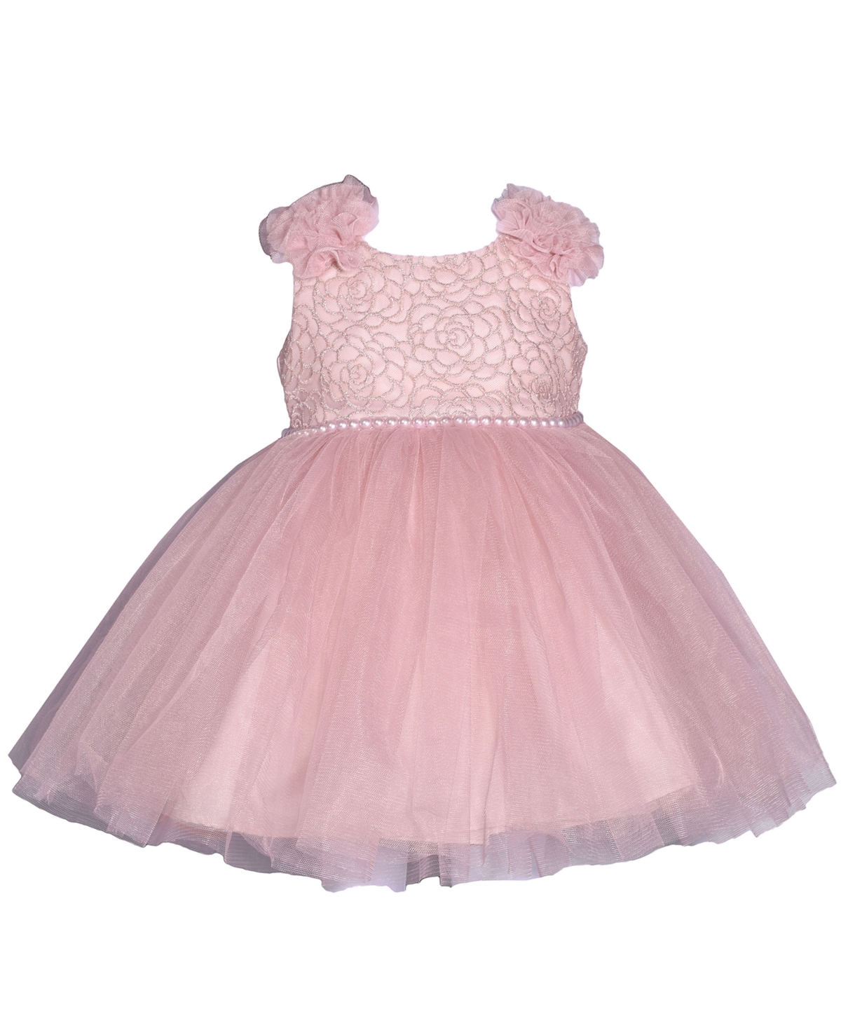 Bonnie Baby Baby Girls Sleeveless Embroidered Bodice Dress With Mesh Skirt In Blush