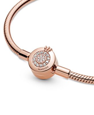 Moments Cubic Zirconia Sparkling Crown O Snake Chain Bracelet