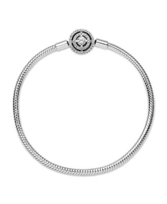 Moments Cubic Zirconia Sterling Silver Halo Snake Chain Bracelet