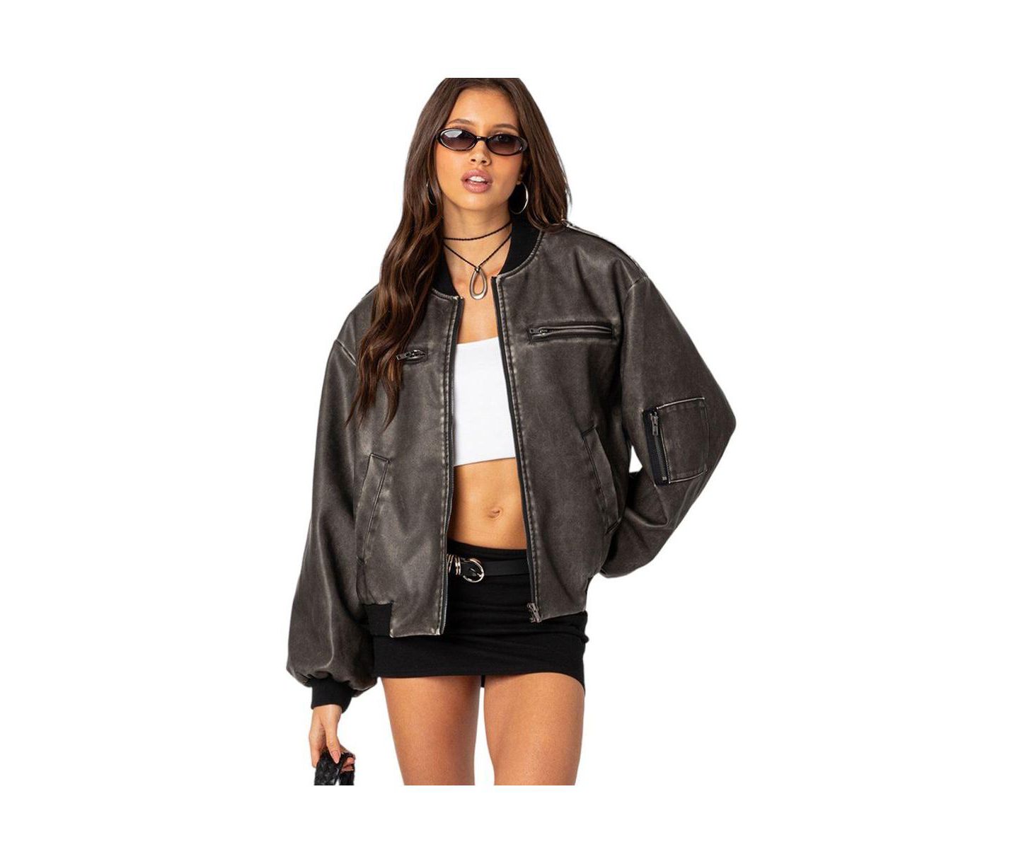 Женская куртка Edikted Vava washed bomber, цвет: Серый потёртый — фото 1