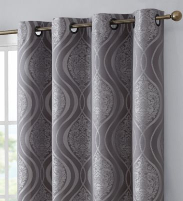 Montero Damask 100 Complete Blackout Shading Thermal Insulated Energy Efficient Heat Cold Blocking Grommet Heavy Curtain Drapery Panels For Liv