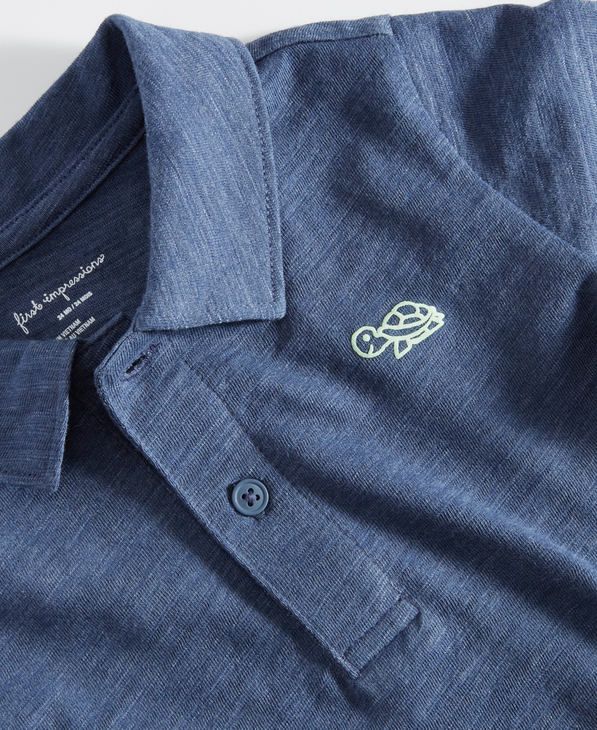 Shop First Impressions Baby Boys Turtle Polo Shirt, Created For Macy's In Indigo Dye Hthr
