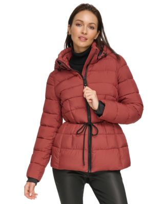 Women's Rope Belted Hooded Packable Puffer Coat, Created for Macy's