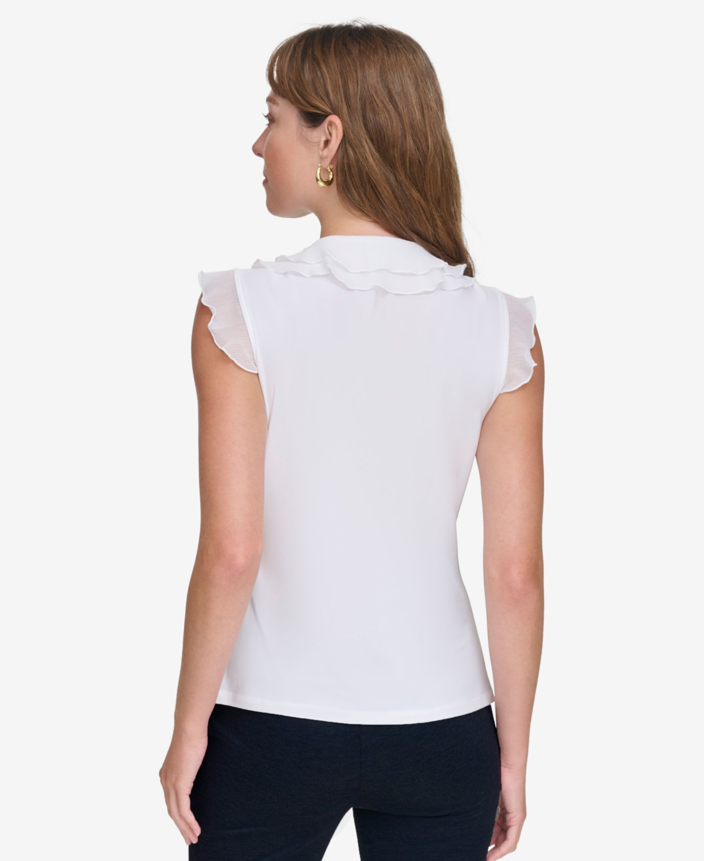 Женский топ Tommy Hilfiger Ruffled Mixed-Media Top, цвет: Слоновая кость — фото 2