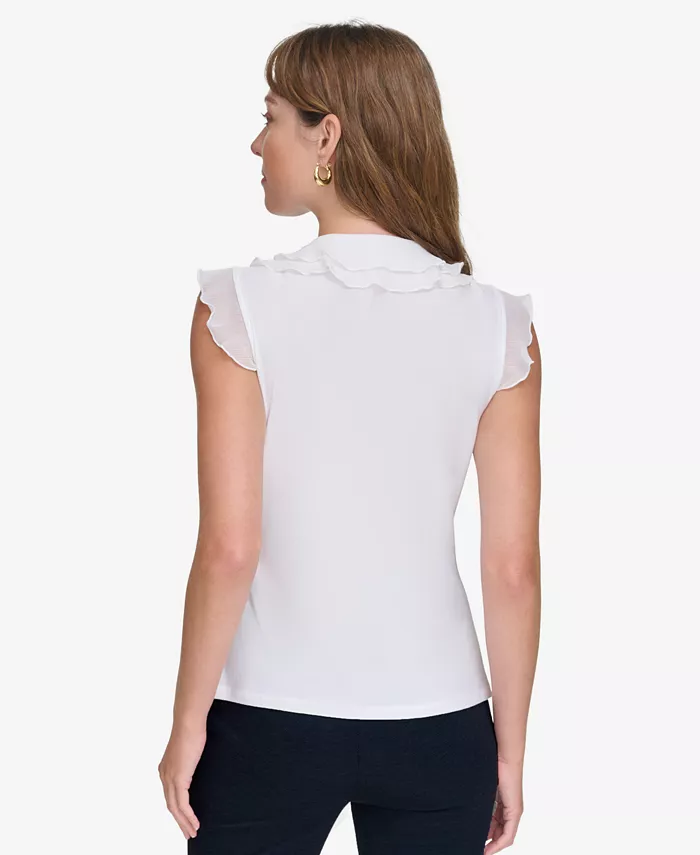 Women's Ruffled Mixed-Media Top - thumbnail 2