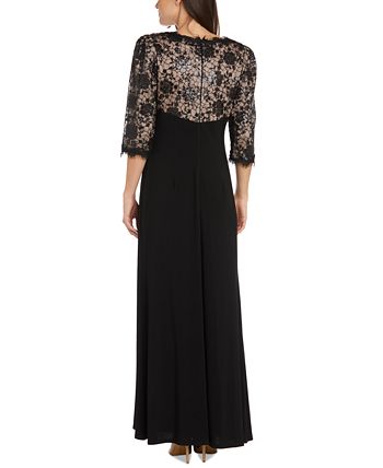 R & M Richards Petite Lace 3/4-Sleeve Gown - Macy's