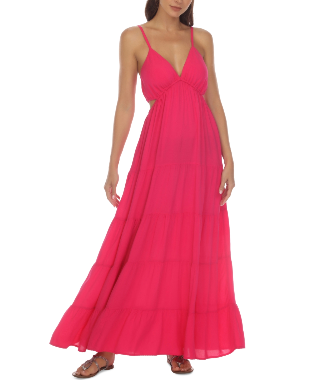Raviya Women's Side-cutout Maxi Dress Cover-up In Hot Pink