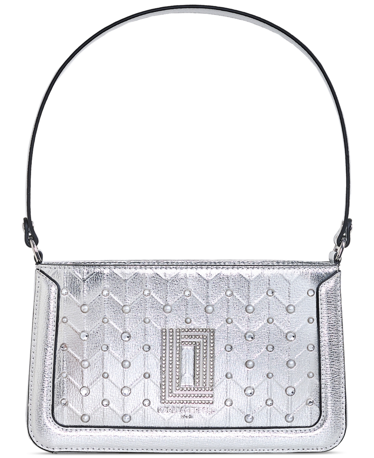Karl Lagerfeld Simone Small Embellished Leather Demi In Silver