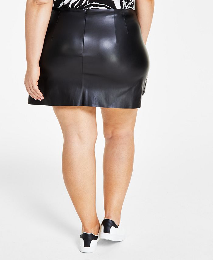 Bar III Plus Size Pleather Grommet Mini Skirt, Created for Macy's - Macy's