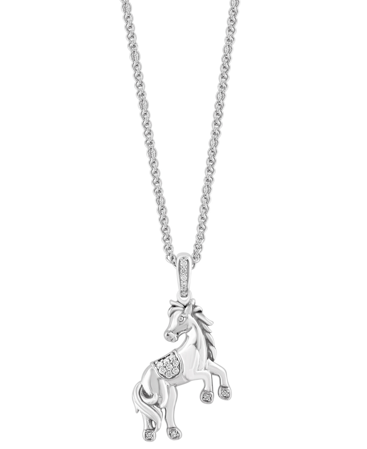 Effy Collection Effy Diamond Horse 18" Pendant Necklace (1/20 Ct. T.w.) In Sterling Silver