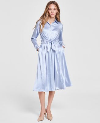 Tory Burch Womens Shirt Dress Blue Button Front Pockets Linen Lined  Sleeveless 2