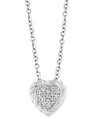 EFFY&reg; Diamond Pav&eacute; Heart 18" Pendant Necklace (1/20 ct. t.w.) in Sterling Silver
