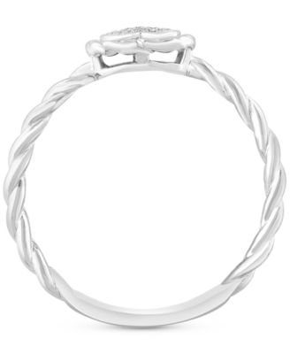 EFFY&reg; Diamond Pav&eacute; Heart Rope Ring (1/20 ct. t.w.) in Sterling Silver