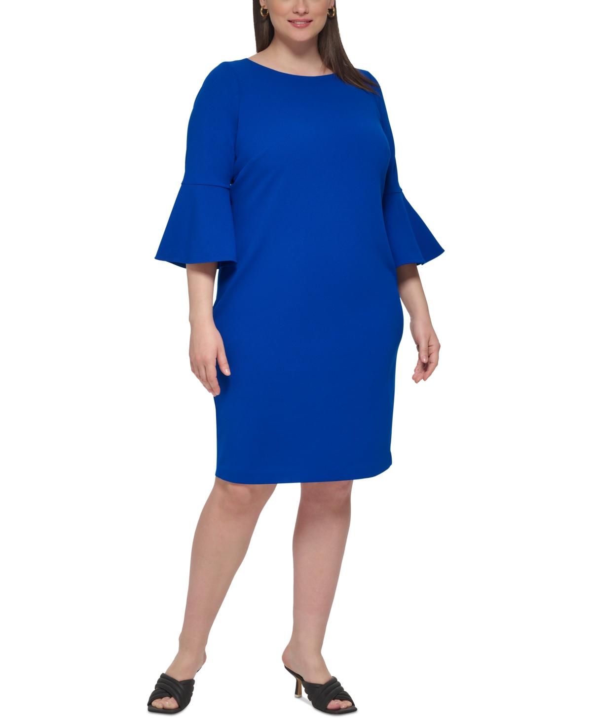 Calvin Klein Plus Size Bell-sleeve Sheath Dress In Regatta