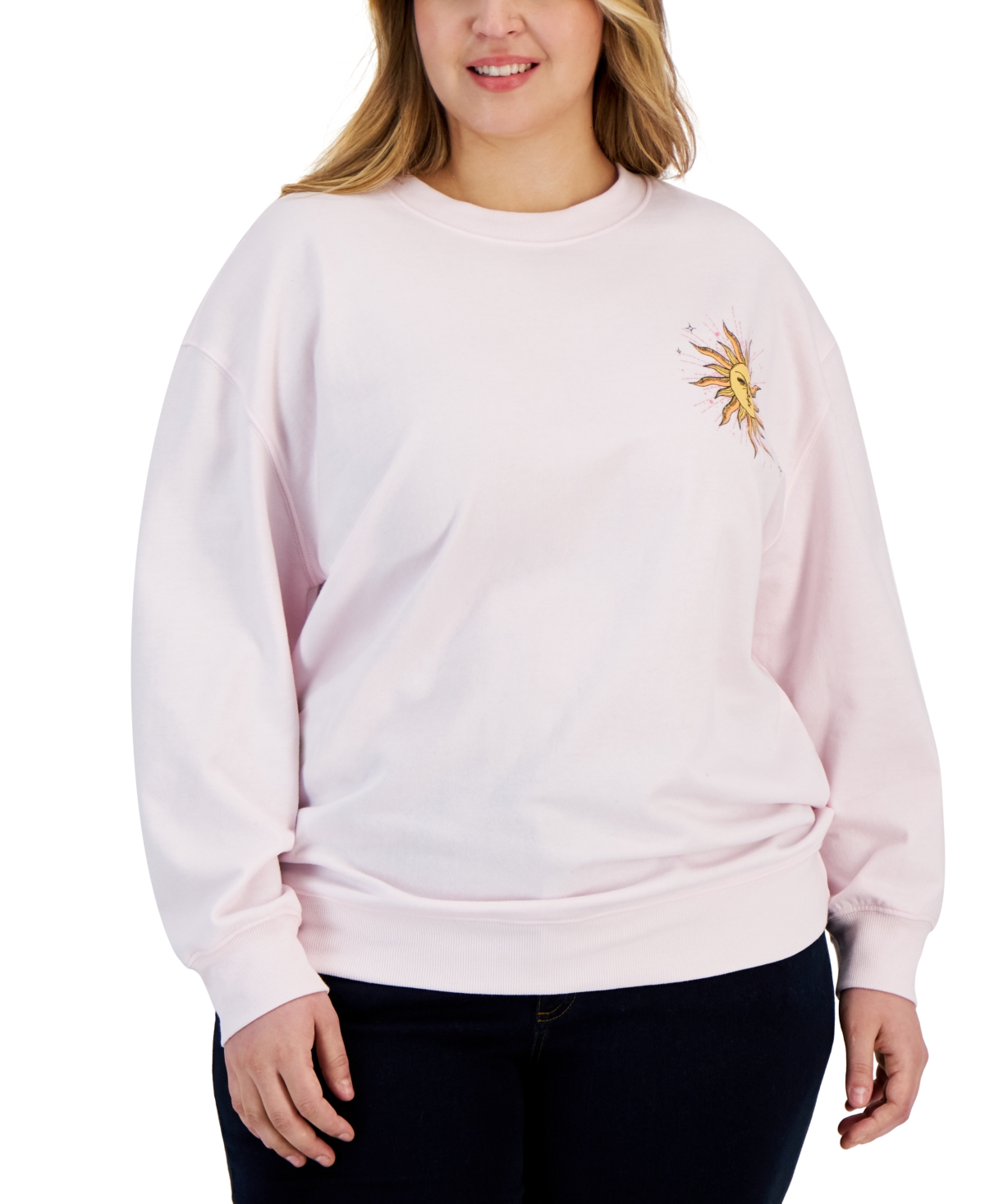Plus Size Endless Sunshine Fleece Crewneck Sweatshirt - Festival Bloom