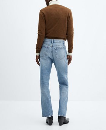 MANGO Women's Forward Seams Straight Jeans - Macy's