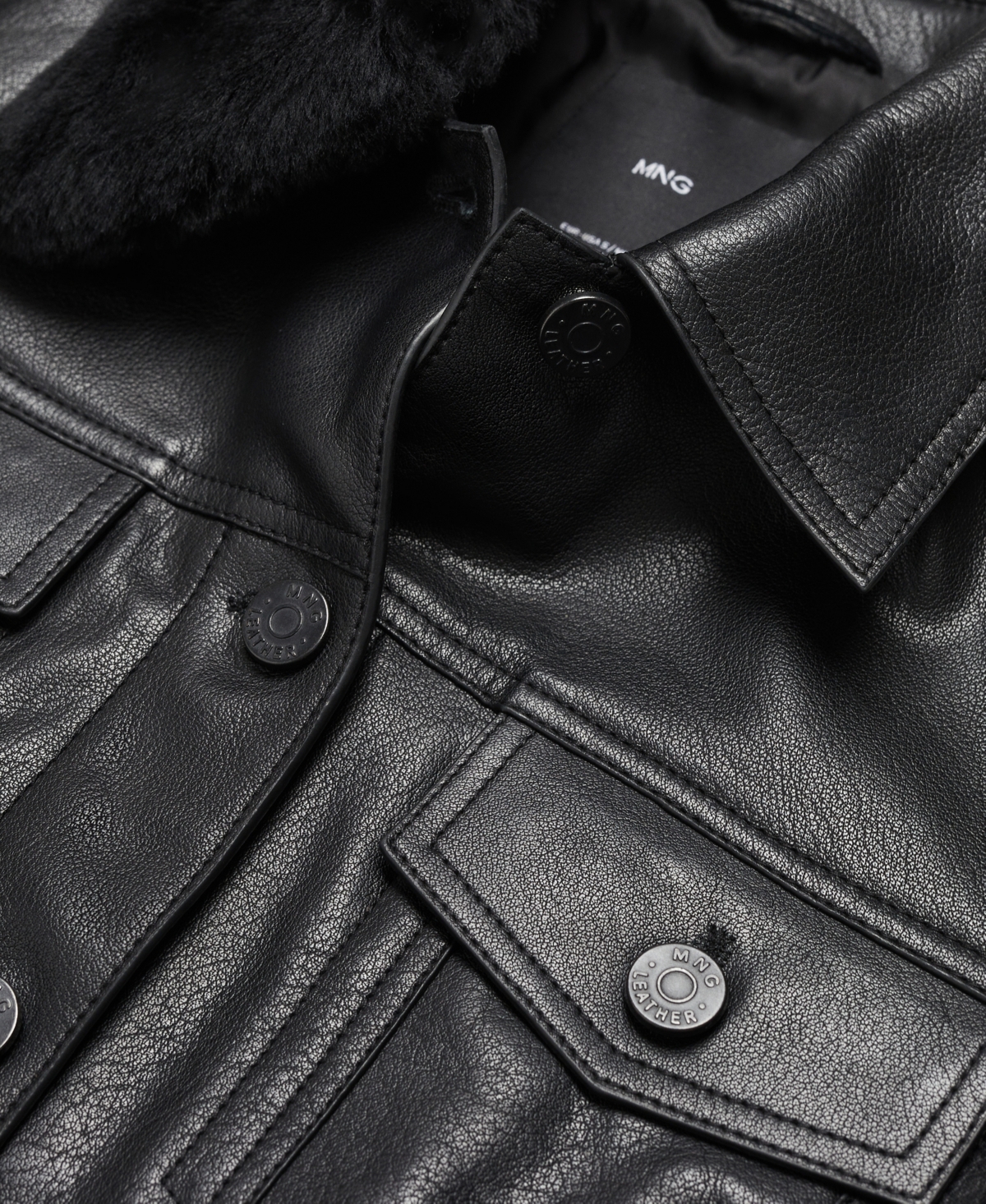 Shop Mango Women's Faux Fur Collar Suede Jacket In Black