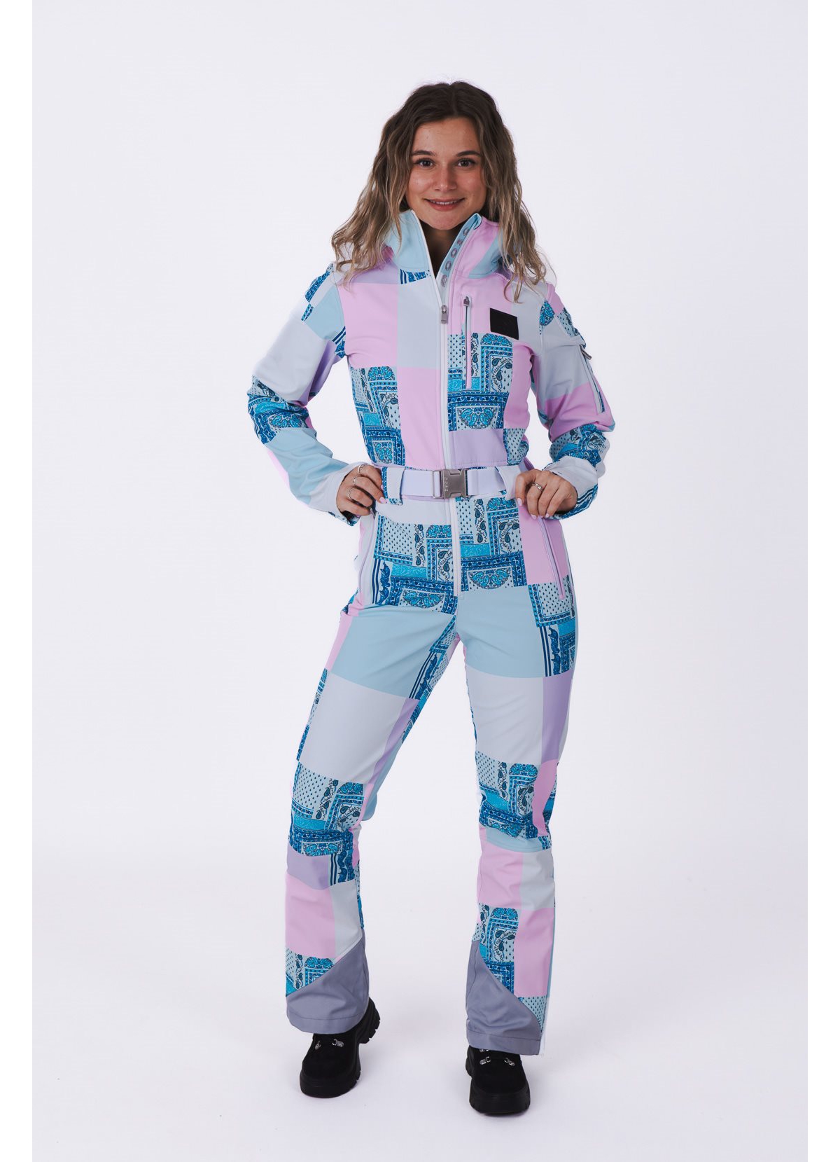 Women's Patchwork Chic Ski Suit - Multi