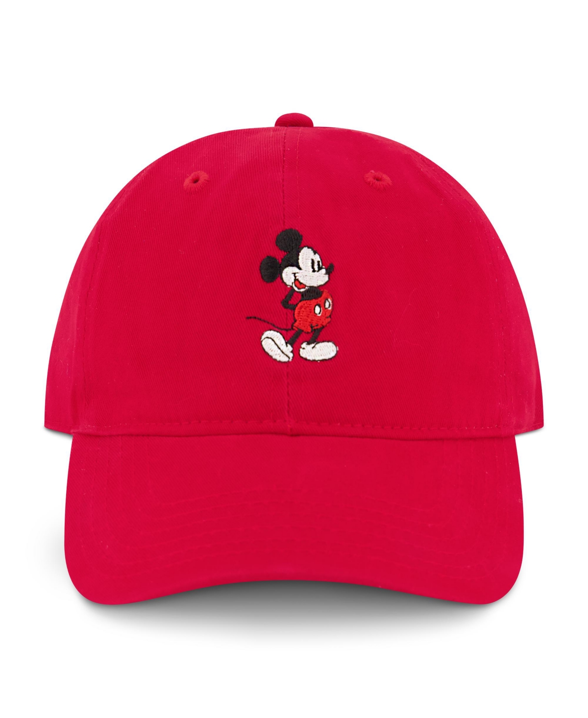 Disney Mickey Mouse Embroidered Cotton Adjustable Dad Hat with Curved Brim - Red