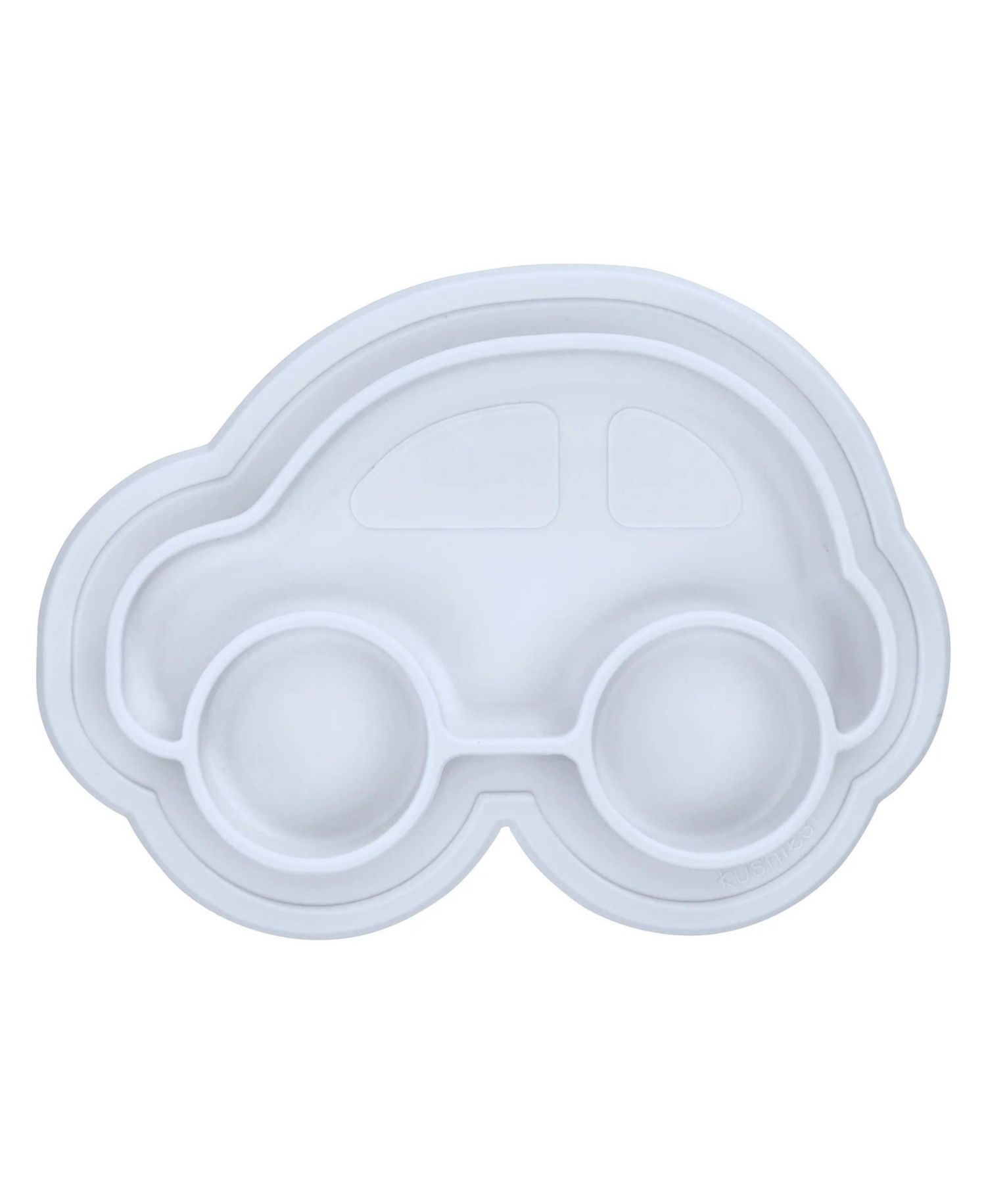 Toddler Silicone Divided Suction Plate, Unbreakable, Microwave Safe, Blue Car