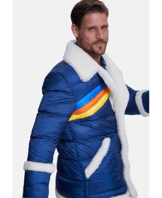 Men's Puffer Jacket, White Curly Wool