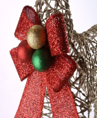 60", 52" & 36" Champagne Glittered Deer Family of 3 with Clear Lights