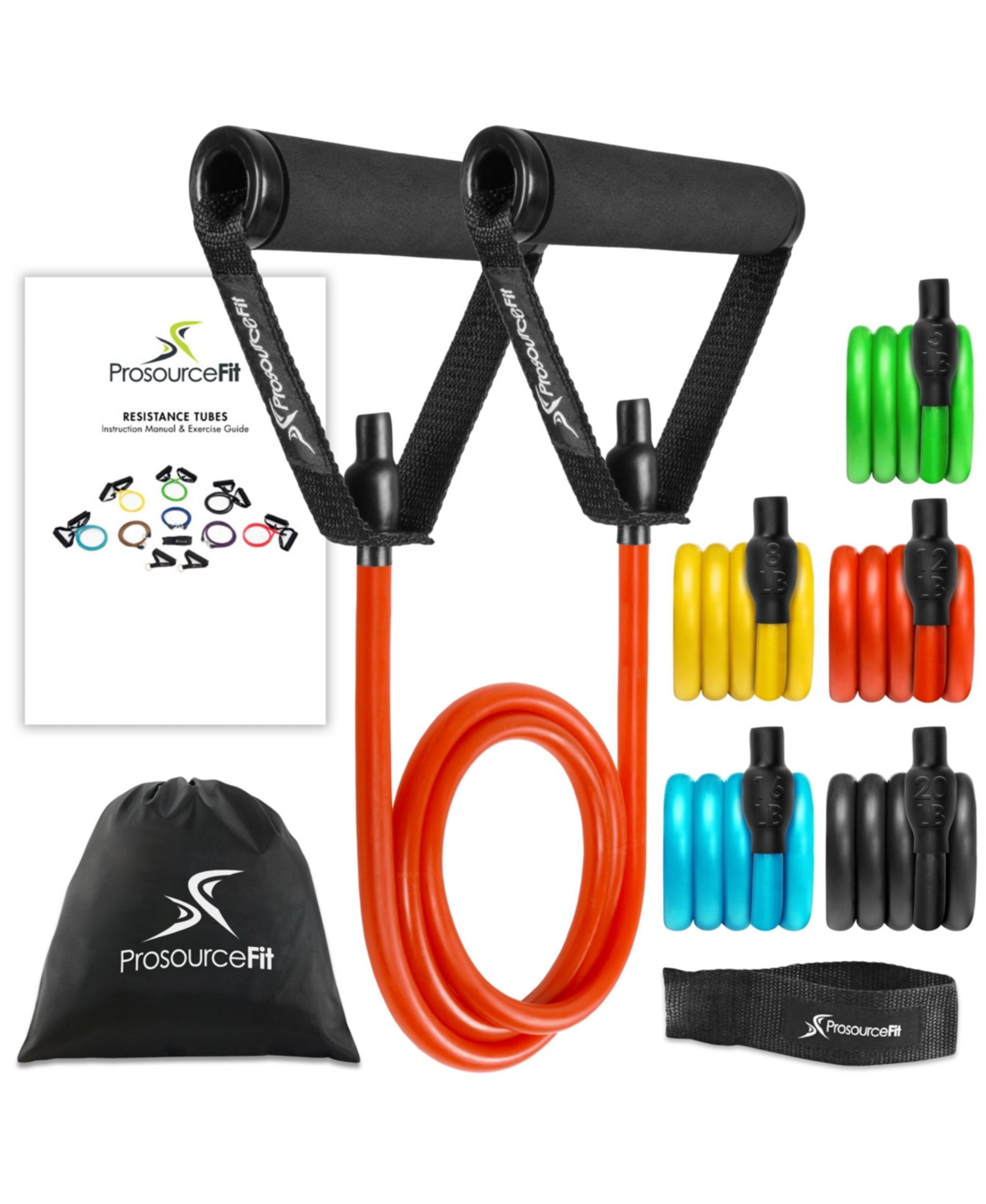 Tube Resistance Bands Set with Attached Handles - Assorted