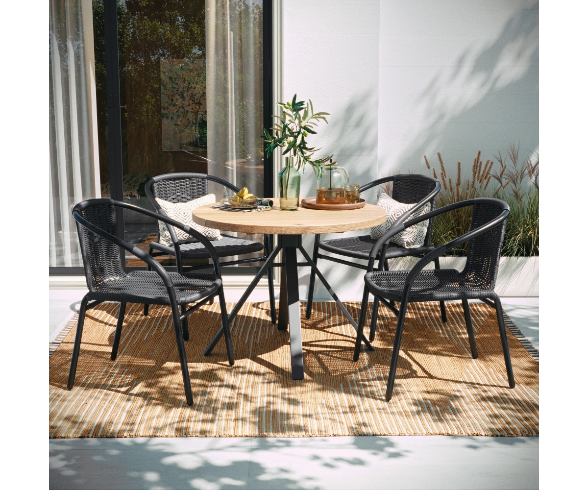 4 Pack Rattan Indoor-Outdoor Restaurant Stack Chair With Curved Back