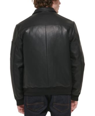 Men's Faux-Leather Bomber Jacket 
