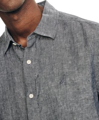 Men's Classic-Fit Solid Linen Short-Sleeve Shirt 